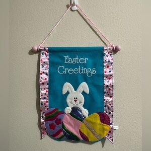 Easter Greetings Wall Hanging Banner with Bunny and Eggs